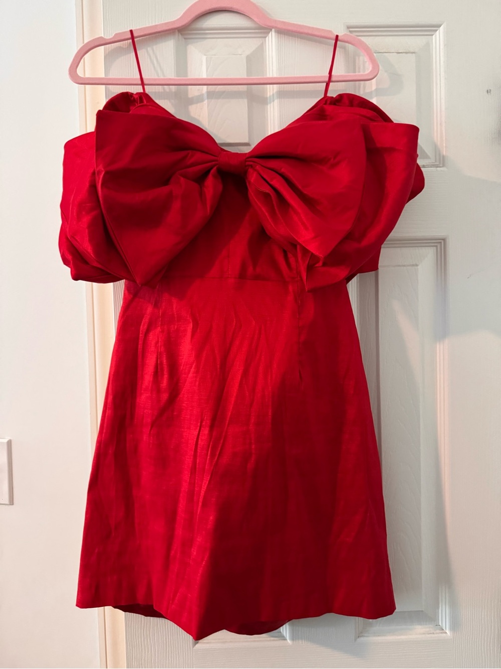 Bardot Red Bow-Front Strapless Party Dress